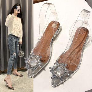 Flat Shoes Kaca Bohemian Transparan Heels 3cm Flat Shoes Pesta Kondangan