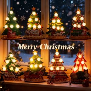 【Familiars】ต้นคริสต์มาสที่มีไฟ ที่ส่องแสงได้ ต้นคริสต์มาส ของประดับโต๊ะ ของตกแต่งบ้านสำหรับคริสต์มาส