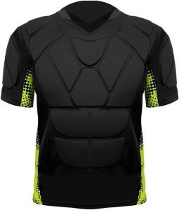 Mens Padded Football Shirts 37-Pads Womens Compression Shirt for Soccer Rugby Volleyball Ball