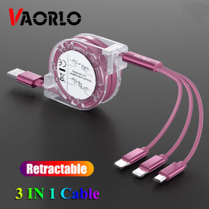VAORLO 3 in 1 Retractable USB Cable 2.4A Charging For Oppo Vivo Charging Wire Type C Micro USB Cable  Charger Cord For Huawei P30 P40 P50 Xiaomi Redmi Note 8 7 5 Portable Cables