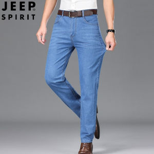 Jeep tinh thần Quần jean nam mỏng dáng rộng mới đàn hồi quần jean giản dị cotton nguyên chất Quần Jean thoáng khí Quần Nam lớn