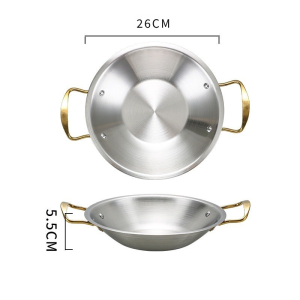 HomeAce Frying Pan Double Golden Ear Stainless Steel Non-Stick Seafood Dry Pot Instant