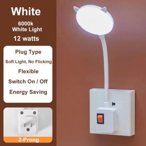 LED Nightlight Plug-In Flexible Lamp with Switch Adjustable Gooseneck Bedroom Desk Bedside Lamp