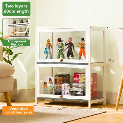 Display Cabinet 3/4/5 Layers Four Sided Transparency Display Organizer Bookshelf White Bookcase Cabinet shelves