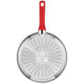 Tefal Edition Red Stainless Steel Induction Nonstick Frying Pan (20cm, 24cm, 26cm 28cm, 30cm) Dishwasher Oven Safe No PFOA THERMO-SIGNAL Heat Indicator Silver. 