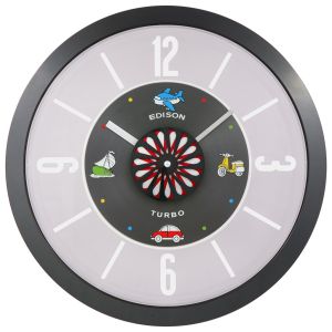 Jam Dinding Edison Sweep ES 3382 TB Timbul Plate Metal Diameter 330mm 33cm