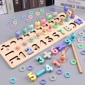 Jigsaw Puzzles Number Fishing Game Numbering Colourful Baby Children Kids Preschool Early Learning Education Toys Games Board 小孩儿童数学钓鱼木制益智玩具