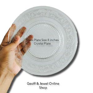 SET FOR 6 PIECES CRYSTAL GLASS PLATE SIZE 8 INCHES PLATE / DESSERT PLATE / SAUCER
