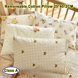 หมอนป้องกันสำหรับเด็กทารกผ้าฝ้ายบริสุทธิ์หมอนรองศีรษะนุ่มฟูถอดเบาะนอนได้ระบายอากาศได้ดี