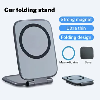 Ultra-Thin Magnetic Phone Holder Car Anti-shake Navigation Phone Stand Slim Foldable Magnetic Phone Holder for Dashboard/Laptop Fit iPhone & Android Holder Supports MagSafe