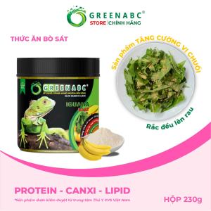 Thức ăn Iguana Baby GREENABC. Vị chuối dùng cho Iguana từ mới nở cho đến 9x. Tăng size tăng màu - Hộp 230g