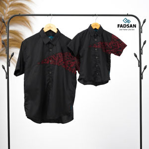 Baju Koko Kemeja Couple Ayah dan Anak Laki Laki Usia 1 Sampai 12 Tahun Lengan Pendek Batik Splash Series Fadsan