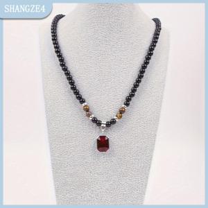 【SHANGZE4】 Hạt Màu Đen Với Vuông Mặt Dây Chuyền Vòng Cổ Cho Nam Giới Hợp Thời Trang Phụ Kiện Trang Sức Nam Quà Tặng Trang Trí