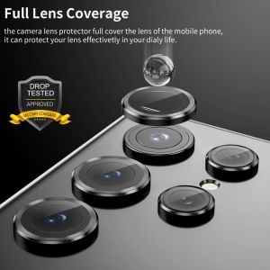 For Samsung Galaxy S25 S25 Plus S25 Ultra S24 Ultra S23 Ultra Camera Lens Protector Aluminum Alloy Metal Tempered Glass Camera film For s24ultra s23ultra Full Cover Circle Screen Protection Tempered Glass Camera Cover accessories
