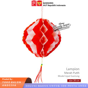 hiasan gantung merah putih bulat bola / pompom merah putih / honey comb merah putih / hiasan gantung merah putih HUT RI 17 agustus