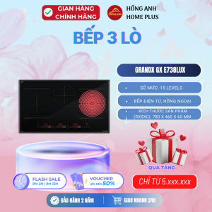 Bếp điện từ 3 vùng GrandX GX E738Lux 78cm 2 từ 1 hồng ngoại inverter 5600W mặt kính Euro Platinum