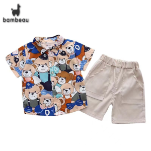 bambeau Children short-sleeved clothes suits Newborn Boys Cotton Comfortable Breathable 2 piece set