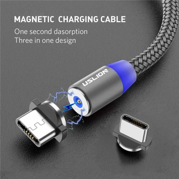 Kabel Magnet Kabel Magnetic Kabel Magnetik Charger Magnetic Magnet Type C USB 2.4A LED