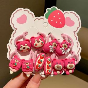 Ikat Rambut Anak Perempuan Motif Beruang Lotso Strawberry Karet Elastis Lucu Kunciran Set isi 10 Fashion Korea Import Aksesoris Rambut