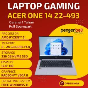 LAPTOP SUPER GAMING ACER ONE 14 Z2-493 WITH AMD RYZEN 5 | 24 GB RAM | 256GB SSD NVME | LAYAR 14" HD | AMD RADEON VIGA 8 | GARANSI 1 TAHUN