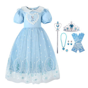 Frozen Dress Elsa Costume Dresses Set for Kid Girls 3-12 Years Old