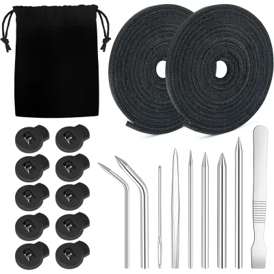 【Pokhdye】Baseball Glove Lacing Kit Includes 2 Leather Laces 10 Locks 9 Glove Repairs with Bag