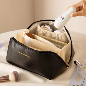 [SG seller] PU Leather Pillow Shape Cosmetic Bag Make up Travel Toiletry Bag for travels