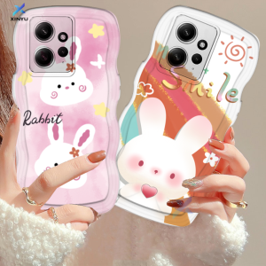 (Lokal Ready) Xinyu Casing hp Redmi Note 12 4G Note 12 Pro Note 11S 11 Pro Redmi A2 A1 Redmi 10 2022 10C 10A 9A 9C 9T Note 10 5G Note 10S Note 9 Note 9 Pro Note 8 Kartun Manis Senyum Kelinci Pinggir Gelombang Kasus Silikon Lembut Softcase