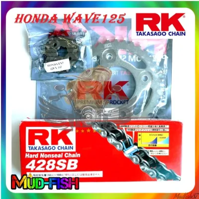 RK HONDA WAVE125 W100R WAVE125-S FUTURE WAVE110 STEEL SPROCKET & CHAIN KIT 428 SB 108L - 14T/ 34T 38T
