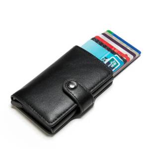 100% High Quality Baellerry Smart Wallet For Men RFID Blocking Protected Card Case New Fashion Leather Aluminum Alloy Automatic Popup Purse Credit Card Holder  Business ID Card Holder With Hasp For Women and Men Wallet MODEL#K9122