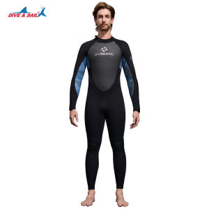 Diving Suit 3MM One-piece Long-sleeved Thickened Warm Diving Suit Mens Cold-proof Snorkeling Surfing and Swimming Suit