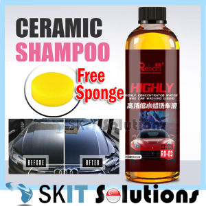 【SKIT SG】2in1 Nano Ceramic Shampoo / 2-in-1 Wash and Wax Car Shampoo / 2 in 1 High Performance Gloss Wash & Coating 500ML Car Wash Shampoo Car Shampoo Wash and Wax ★ FREE Sponge ★