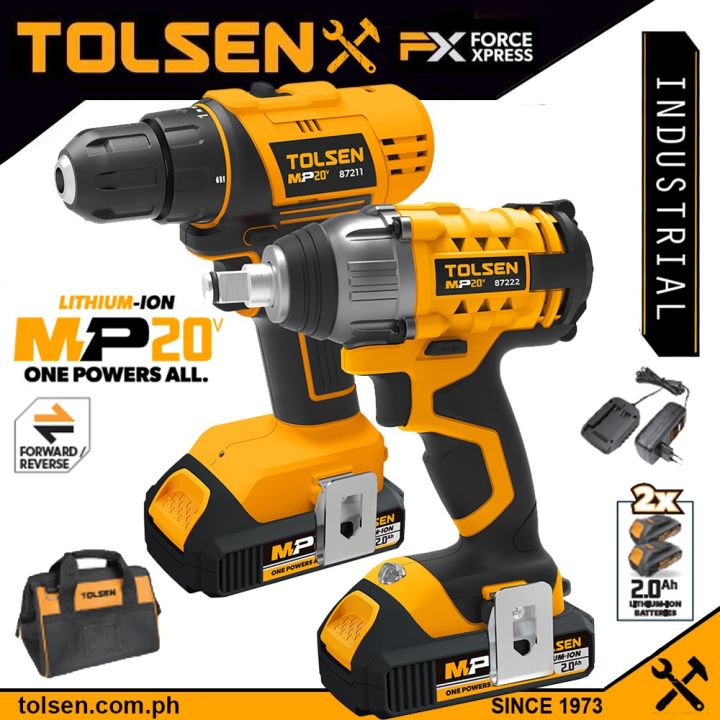 Lot De 11 Outils Électroportatifs TOLSEN MP20 Moteur Brushless + Batterie + Sac