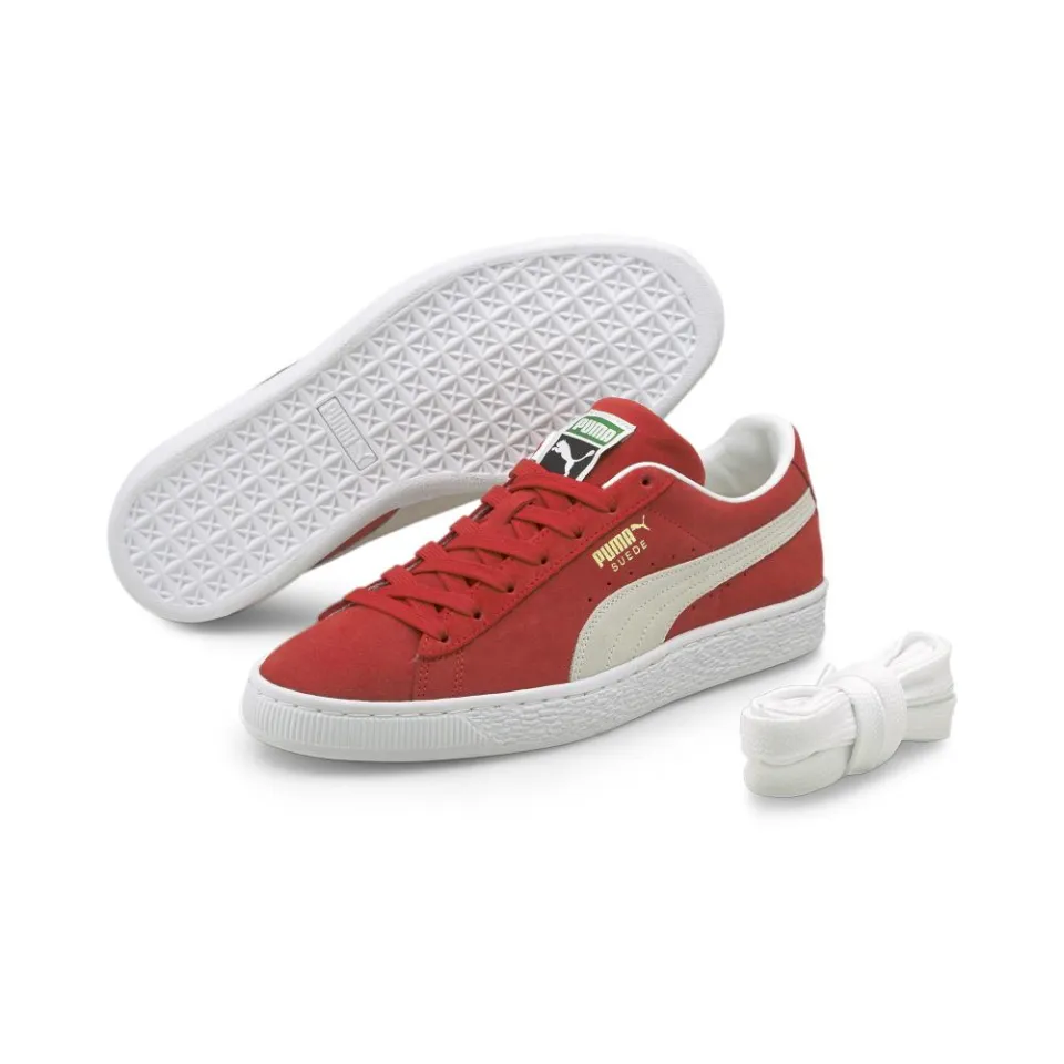 Puma suede red white sale