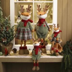 FFBH Creative Stereoscopic Christmas Reindeer Modelling Scalable Long Legs Stand Reindeer Ornament Modern Artistic Elegant Home Decor M1Y4T