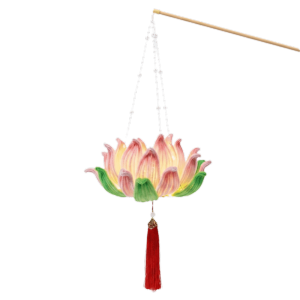 DYJKOUG lantern chinese灯笼 traditional 中秋节灯笼 3D Twisted Stick Lotus Flower Lantern Glowing Luminous Hanging Lamp Chinese Ancient Chic DIY Material Package with LED Mid-Autumn Festival