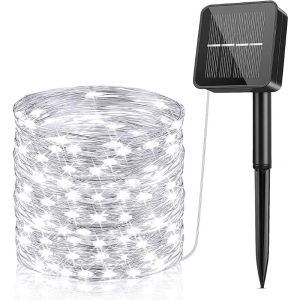 Solar Led Icicle Curtain String Lights Waterproof 8 Modes Warm White Outdoor Christmas Garden Patio Decor