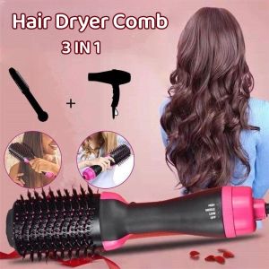 🔥Malaysia Stock🔥3 IN 1 Negative Ion Hair Dryer Hot Air Brush Hair Straightener Comb Curling Brush Hair Styling Tools