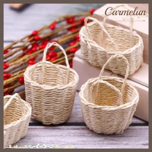 [Carmelun] 1:12 Dollhouse Miniature Storage Basket Vegetable Food Woven Frame Portable Flower Basket Kitchen Home Model Decor Toy