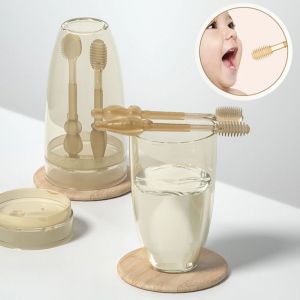 Set rơ lưỡi và bàn chải đánh răng silicone cho bé Chất liệu silicone siêu mềm mại an toàn cho bé 0-18 tháng