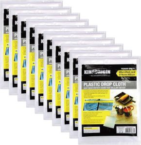 King Origin Plastic Drop Cloth 10 Piece Drop Cloth for Painting 9x12 Feet Waterproof and Dust-Proof Clear Cloth Paint Tarps Drop Cloth for Furniture Cover