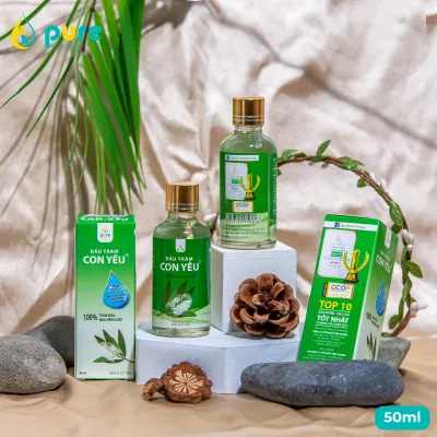 Dầu Tràm Con Yêu - 100% lá tràm - Giúp làm ấm người phòng cảm lạnh - Chống say tàu xe giảm đau đầu buồn nôn - Tinh dầu thiên nhiên an toàn cho sức khỏe gia đình - 50ml
