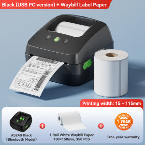 AiYin AS240Thermal Printer para sa Waybill USB/BT Label ng Produkto/Barcode Hindi nangangailangan