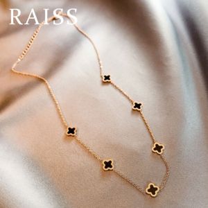 Raiss Vòng cổ dây chuyền thời trang mắt đen Cỏ Ba Lá Dây chuyền cỏ ba lá cho nữ