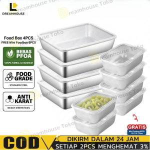TEXANIA Food Box 25cm isi 5pcs FREE 13cm 5pcs - Food Container kulkas- nampan stainless dengan tutup