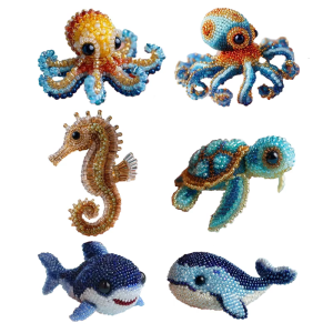 Marine Animal Beads Embroidery Set with Instruction Sea Creature Embroidery Craft Supplies For Hobbyists Beginner