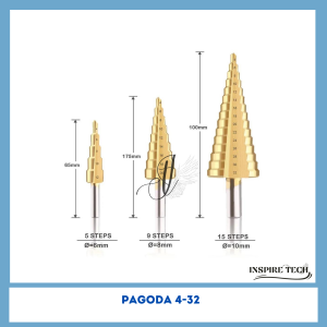 PAGODA 4-32 SPIRAL ALAT PELUBANG Besi Kuningan Kayu Plastik Step Drill 4241 4 - 32 harga 1pc