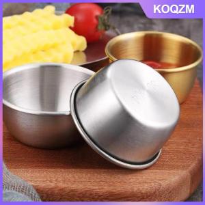KOQZM Sauce Dipping Bowl 304 Stainless Steel Dipping Cups Round Sauce Dishes 50 60ml Mini Reusable Seasoning Cups Dipping Cups
