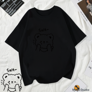 JOY Kaos Korea Style Wanita Remaja Lengan Pendek Motif Salt