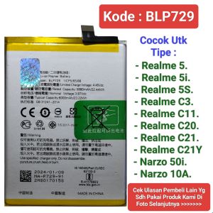 Baterai Batre For Realme C3 C11 C20 C21 Realme 5 5i 5s Narzo 10A BLP729 Original Battery